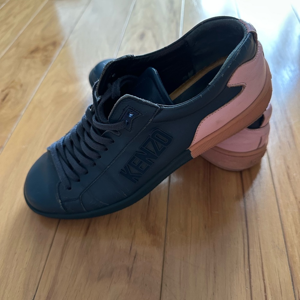 Kenzo Dark Blue and Pink Leather Sneakers, Size 38 (8)